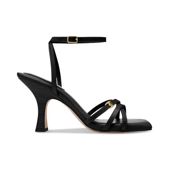 Coach Kelsey Women's Black Leather High Heel Sandals Strappy Dress Shoes - Picture 2 of 5